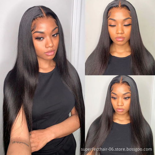 Hot Selling 150% Density Human Hair wig Transparent Lace Front Brazilian Hair with Straight Natural Color Wigs